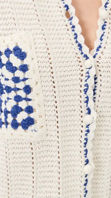 MINKPINK Avalon Crochet hirt White/Blue | Thumbnail 6 MINKPINK Avalon Crochet hirt White/Blue | Thumbnail 6