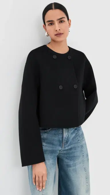 Sablyn Floren Cropped Double Breasted Coat Black | Thumbnail 2 Sablyn Floren Cropped Double Breasted Coat Black | Thumbnail 2