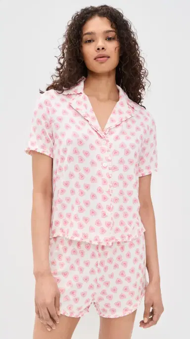 Hill House Home The Paige Pajama Set Doily Heart/Pink | Thumbnail 2 Hill House Home The Paige Pajama Set Doily Heart/Pink | Thumbnail 2
