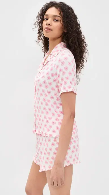 Hill House Home The Paige Pajama Set Doily Heart/Pink | Thumbnail 4 Hill House Home The Paige Pajama Set Doily Heart/Pink | Thumbnail 4