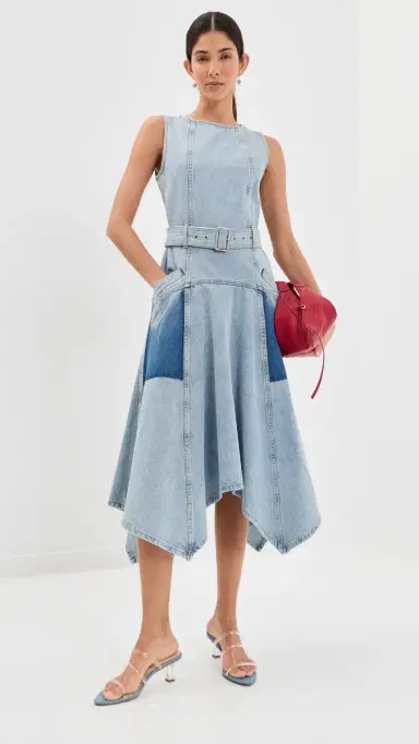 3.1 Phillip Lim Ghost Patch Sleeveless Belted Denim Dress Light Blue | Thumbnail 6 3.1 Phillip Lim Ghost Patch Sleeveless Belted Denim Dress Light Blue | Thumbnail 6