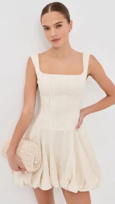 SIMKHAI Nattie Bubble Mini Dress White Multi | Thumbnail 2 SIMKHAI Nattie Bubble Mini Dress White Multi | Thumbnail 2