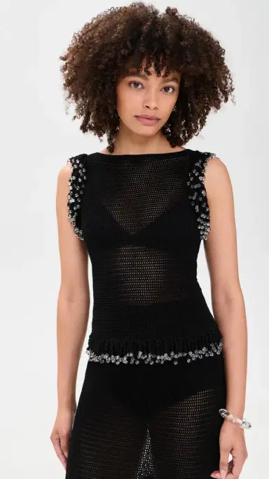 Paris Georgia Fringe Top Black L | Thumbnail 2 Paris Georgia Fringe Top Black L | Thumbnail 2