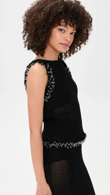 Paris Georgia Fringe Top Black L | Thumbnail 4 Paris Georgia Fringe Top Black L | Thumbnail 4