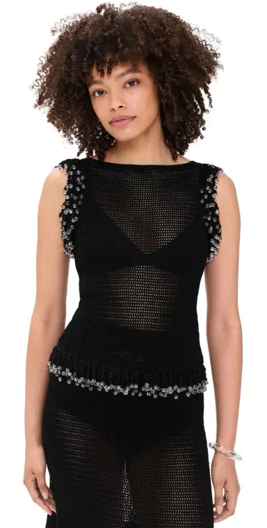 Paris Georgia Fringe Top Black L | Thumbnail 1 Paris Georgia Fringe Top Black L | Thumbnail 1