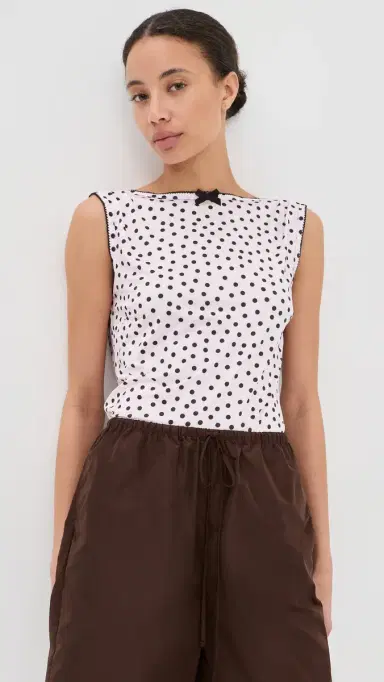 Caro Editions Alexa Top Pink/Brown Dots | Thumbnail 2 Caro Editions Alexa Top Pink/Brown Dots | Thumbnail 2