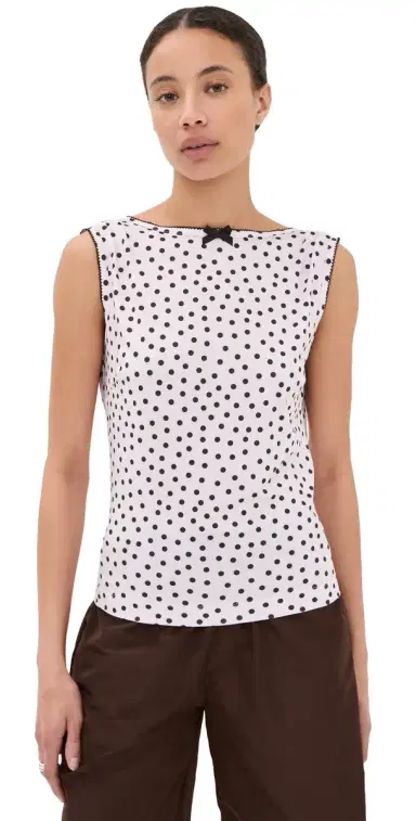Caro Editions Alexa Top Pink/Brown Dots | Thumbnail 1 Caro Editions Alexa Top Pink/Brown Dots | Thumbnail 1