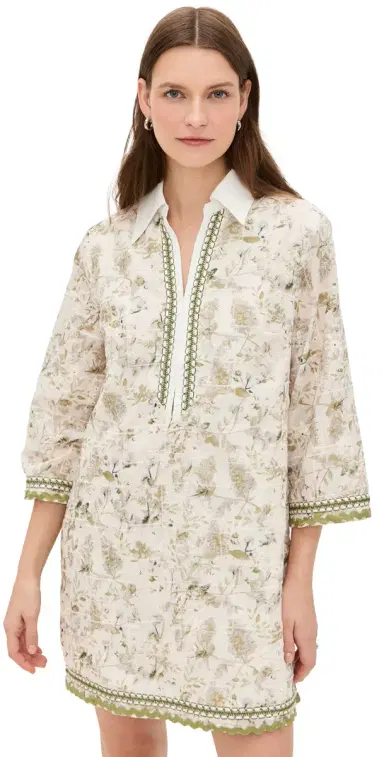 English Factory Floral Embroidery Mini Dress Green ulti | Thumbnail 1 English Factory Floral Embroidery Mini Dress Green ulti | Thumbnail 1