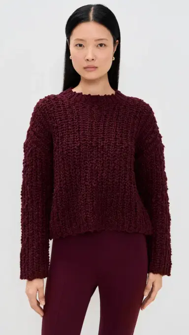 LE BOP Marina Pullover Boxy weater Burgundy | Thumbnail 2 LE BOP Marina Pullover Boxy weater Burgundy | Thumbnail 2