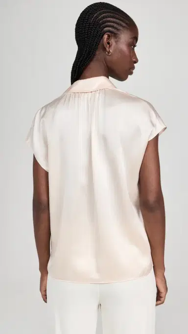 Vince Cap Sleeve Ruched Back Blouse Chiffon | Thumbnail 3 Vince Cap Sleeve Ruched Back Blouse Chiffon | Thumbnail 3