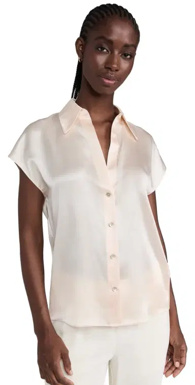 Vince Cap Sleeve Ruched Back Blouse Chiffon | Thumbnail 1 Vince Cap Sleeve Ruched Back Blouse Chiffon | Thumbnail 1