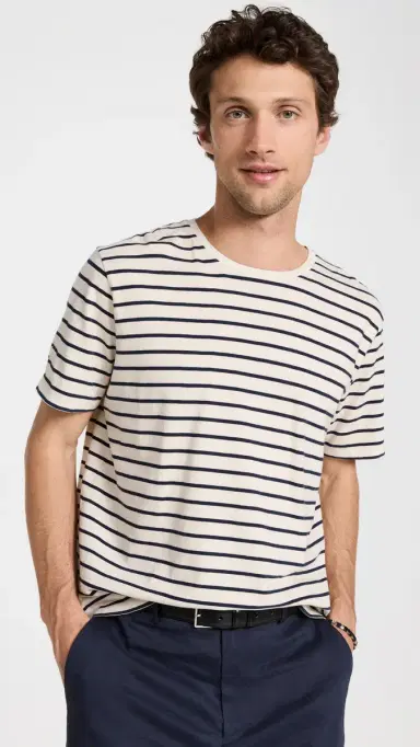 Nili Lotan Pierre T-Shirt Navy/ tripe | Thumbnail 2 Nili Lotan Pierre T-Shirt Navy/ tripe | Thumbnail 2