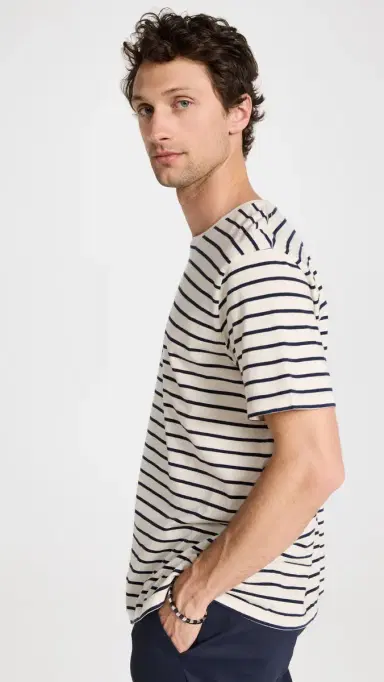 Nili Lotan Pierre T-Shirt Navy/ tripe | Thumbnail 4 Nili Lotan Pierre T-Shirt Navy/ tripe | Thumbnail 4