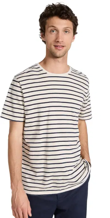 Nili Lotan Pierre T-Shirt Navy/ tripe | Thumbnail 1 Nili Lotan Pierre T-Shirt Navy/ tripe | Thumbnail 1