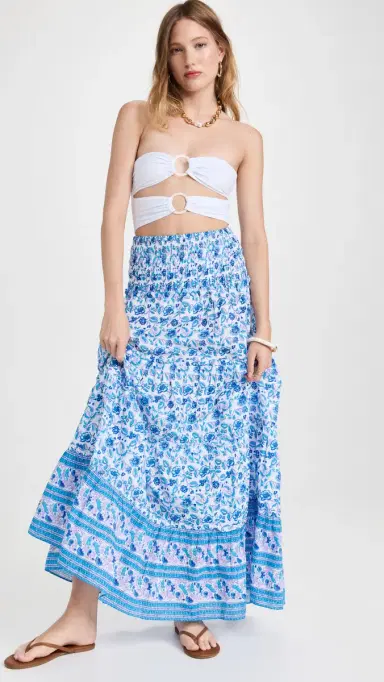 Playa Lucila Printed Ruffle Skirt Blue ulti | Thumbnail 5 Playa Lucila Printed Ruffle Skirt Blue ulti | Thumbnail 5