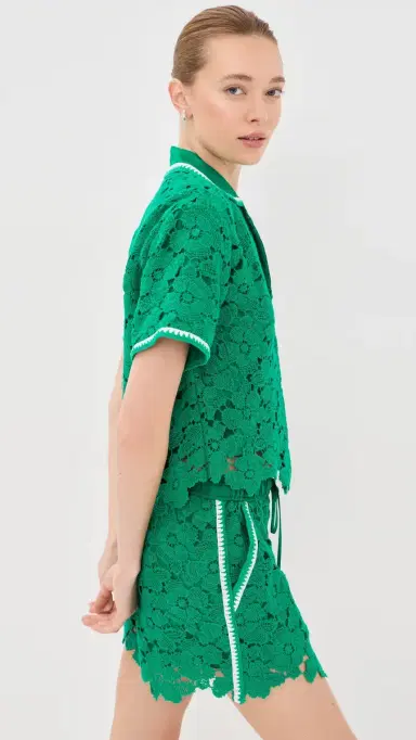 Simkhai Glenn Lace Camp Shirt Kelly Green | Thumbnail 5 Simkhai Glenn Lace Camp Shirt Kelly Green | Thumbnail 5