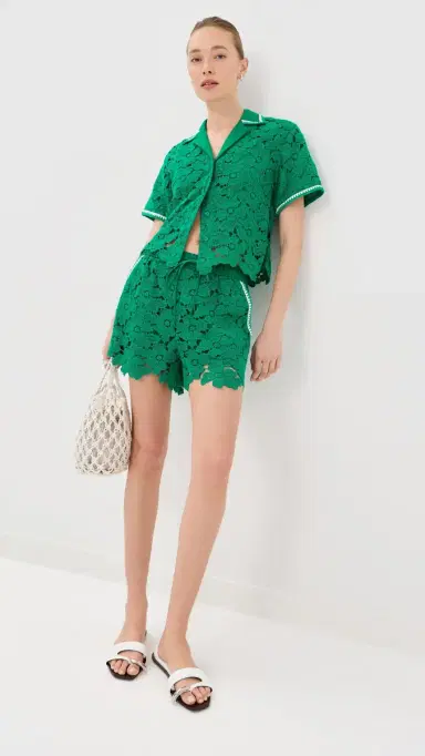 Simkhai Glenn Lace Camp Shirt Kelly Green | Thumbnail 6 Simkhai Glenn Lace Camp Shirt Kelly Green | Thumbnail 6