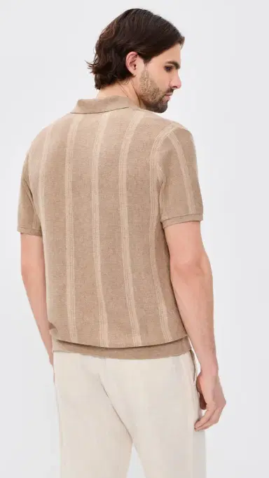 Marine Layer Liam Sweater Polo Driftwood tripe | Thumbnail 3 Marine Layer Liam Sweater Polo Driftwood tripe | Thumbnail 3