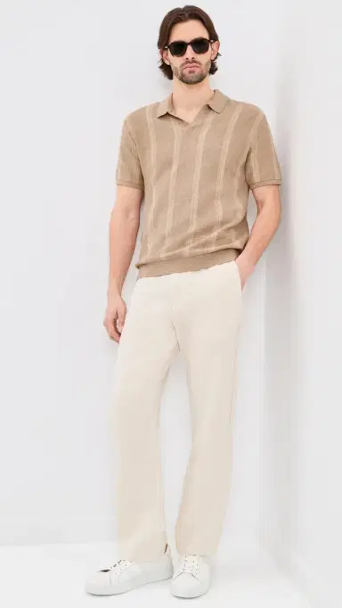 Marine Layer Liam Sweater Polo Driftwood tripe | Thumbnail 5 Marine Layer Liam Sweater Polo Driftwood tripe | Thumbnail 5