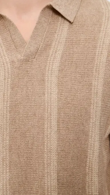 Marine Layer Liam Sweater Polo Driftwood tripe | Thumbnail 6 Marine Layer Liam Sweater Polo Driftwood tripe | Thumbnail 6