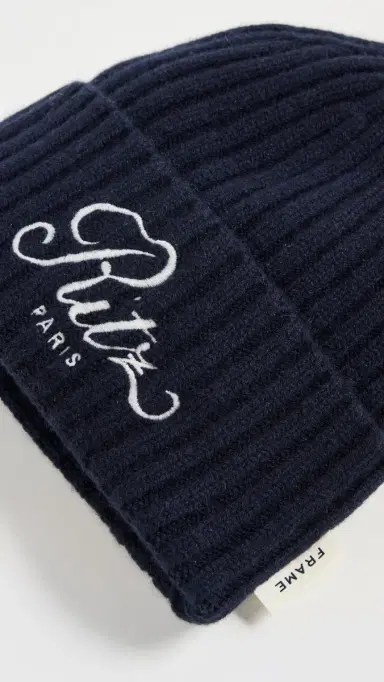 FRAME x Ritz Paris Cashmere Beanie Navy One Size | Thumbnail 4 FRAME x Ritz Paris Cashmere Beanie Navy One Size | Thumbnail 4
