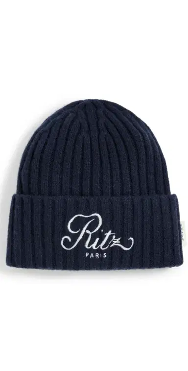 FRAME x Ritz Paris Cashmere Beanie Navy One Size | Thumbnail 1 FRAME x Ritz Paris Cashmere Beanie Navy One Size | Thumbnail 1