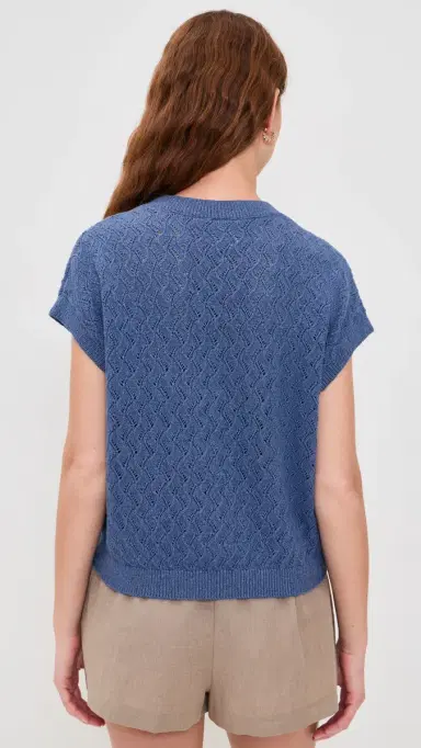 Varley Manae Pointelle Knit Top Bijou Blue | Thumbnail 3 Varley Manae Pointelle Knit Top Bijou Blue | Thumbnail 3