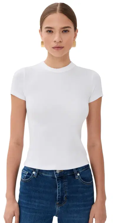 Frame The Rib Baby Tee White | Thumbnail 1 Frame The Rib Baby Tee White | Thumbnail 1