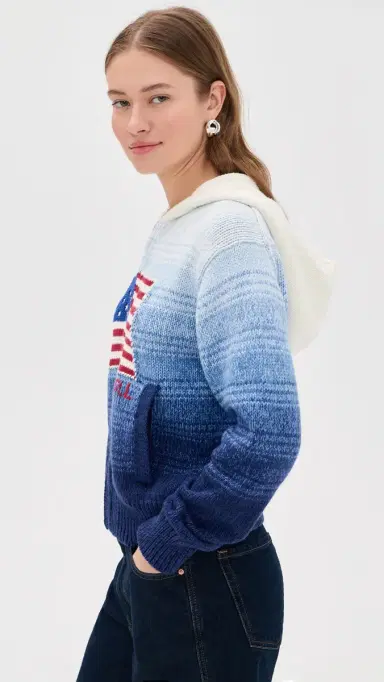 Polo Ralph Lauren Long Sleeve Hooded Cardigan White/Royal Blue | Thumbnail 4 Polo Ralph Lauren Long Sleeve Hooded Cardigan White/Royal Blue | Thumbnail 4