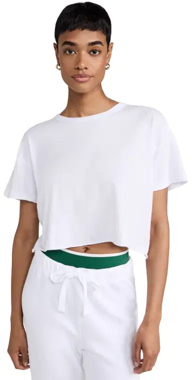 Year of Ours YO Cropped Tee White | Thumbnail 1 Year of Ours YO Cropped Tee White | Thumbnail 1