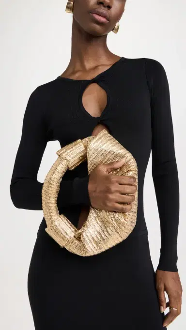 SIMONMILLER Metallic Raffia Lopsy Bag Gold/Natural One Size | Thumbnail 3 SIMONMILLER Metallic Raffia Lopsy Bag Gold/Natural One Size | Thumbnail 3