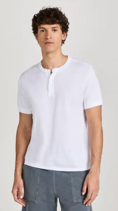 Save Khaki Short Sleeve Pima Henley | Thumbnail 2 Save Khaki Short Sleeve Pima Henley | Thumbnail 2