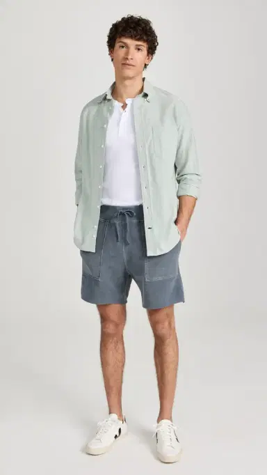 Save Khaki Short Sleeve Pima Henley | Thumbnail 5 Save Khaki Short Sleeve Pima Henley | Thumbnail 5