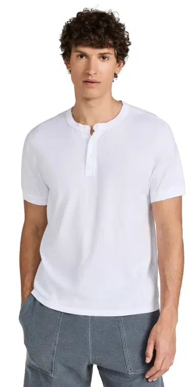 Save Khaki Short Sleeve Pima Henley | Thumbnail 1 Save Khaki Short Sleeve Pima Henley | Thumbnail 1