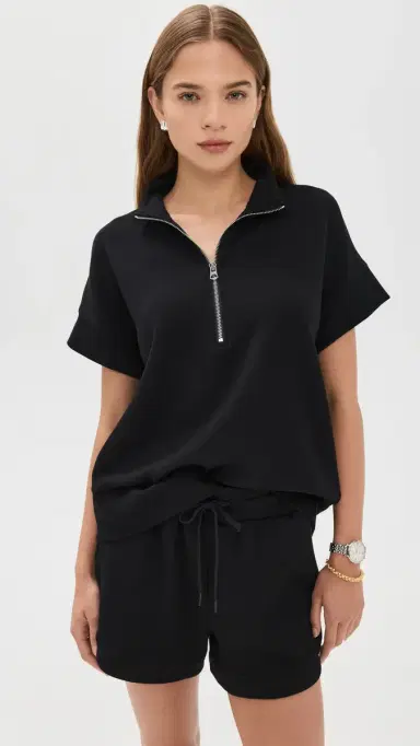 Varley Ritchie Short Sleeve Sweatshirt Black | Thumbnail 2 Varley Ritchie Short Sleeve Sweatshirt Black | Thumbnail 2