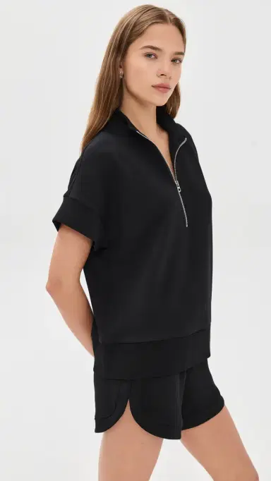 Varley Ritchie Short Sleeve Sweatshirt Black | Thumbnail 4 Varley Ritchie Short Sleeve Sweatshirt Black | Thumbnail 4