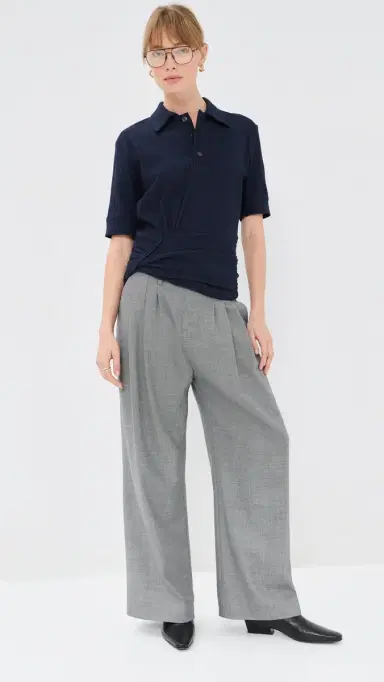 Victoria Beckham Twist Detail Polo Top Navy | Thumbnail 5 Victoria Beckham Twist Detail Polo Top Navy | Thumbnail 5