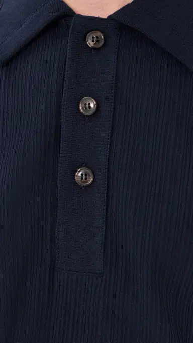 Victoria Beckham Twist Detail Polo Top Navy | Thumbnail 6 Victoria Beckham Twist Detail Polo Top Navy | Thumbnail 6