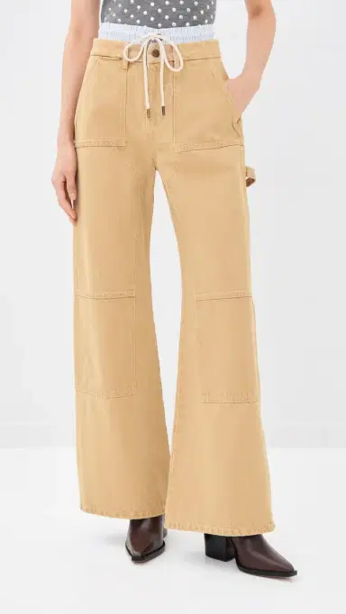 Monse Washed Double Waistband Wide Leg Jeans Tan | Thumbnail 2 Monse Washed Double Waistband Wide Leg Jeans Tan | Thumbnail 2