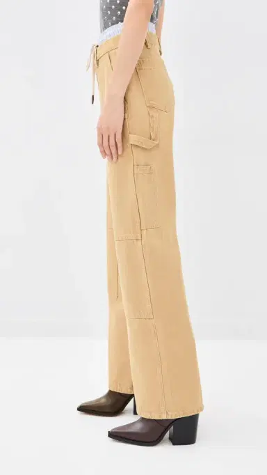 Monse Washed Double Waistband Wide Leg Jeans Tan | Thumbnail 4 Monse Washed Double Waistband Wide Leg Jeans Tan | Thumbnail 4