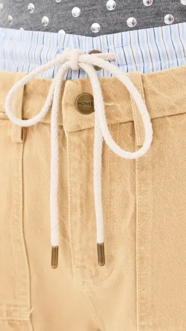 Monse Washed Double Waistband Wide Leg Jeans Tan | Thumbnail 6 Monse Washed Double Waistband Wide Leg Jeans Tan | Thumbnail 6