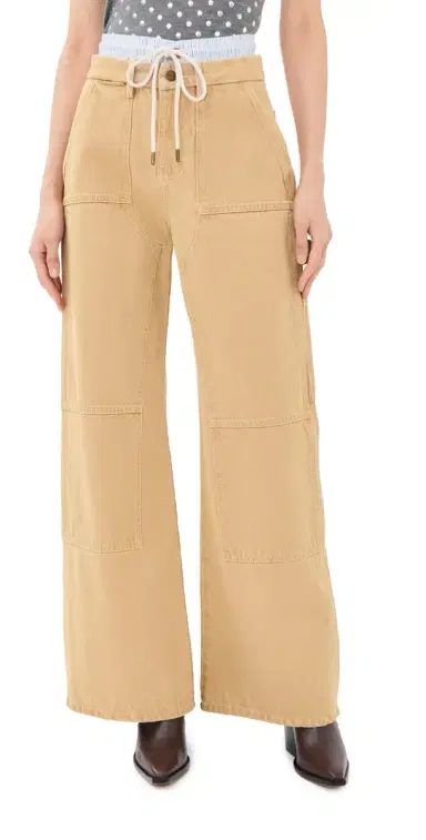 Monse Washed Double Waistband Wide Leg Jeans Tan | Thumbnail 1 Monse Washed Double Waistband Wide Leg Jeans Tan | Thumbnail 1