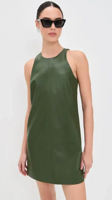 LE BOP olly Faux Leather Mini Dress Dark Green | Thumbnail 2 LE BOP olly Faux Leather Mini Dress Dark Green | Thumbnail 2