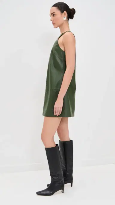 LE BOP olly Faux Leather Mini Dress Dark Green | Thumbnail 4 LE BOP olly Faux Leather Mini Dress Dark Green | Thumbnail 4