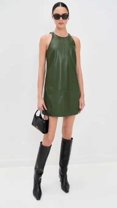 LE BOP olly Faux Leather Mini Dress Dark Green | Thumbnail 5 LE BOP olly Faux Leather Mini Dress Dark Green | Thumbnail 5