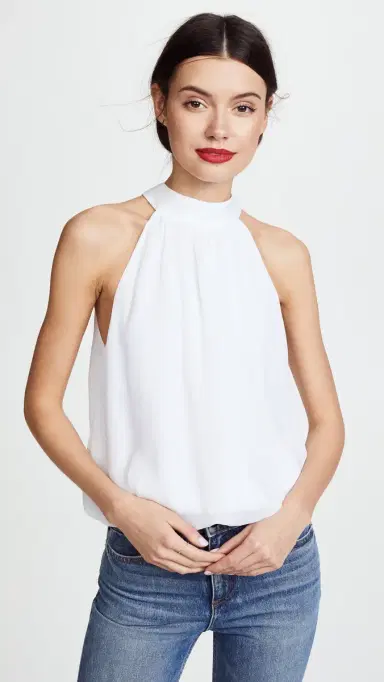 ALICE + OLIVIA aris Gathered Halter Top White | Thumbnail 2 ALICE + OLIVIA aris Gathered Halter Top White | Thumbnail 2