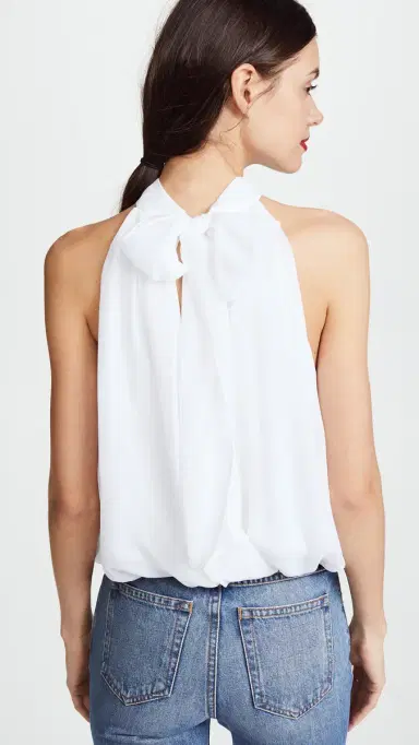 ALICE + OLIVIA aris Gathered Halter Top White | Thumbnail 3 ALICE + OLIVIA aris Gathered Halter Top White | Thumbnail 3