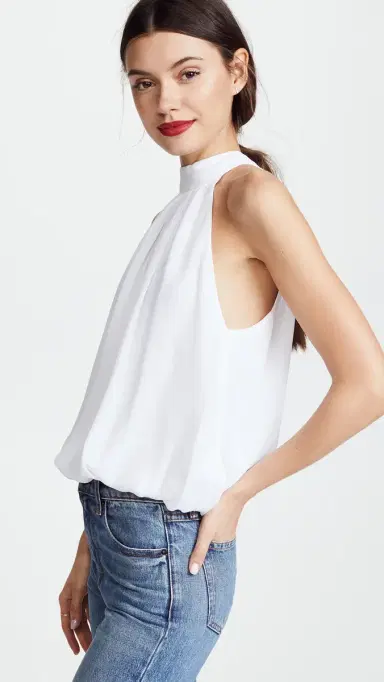 ALICE + OLIVIA aris Gathered Halter Top White | Thumbnail 4 ALICE + OLIVIA aris Gathered Halter Top White | Thumbnail 4