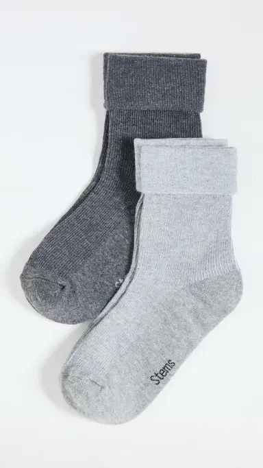 Stems Cozy Lounge Socks 2 Pack Grey/Charcoal One Size | Thumbnail 2 Stems Cozy Lounge Socks 2 Pack Grey/Charcoal One Size | Thumbnail 2