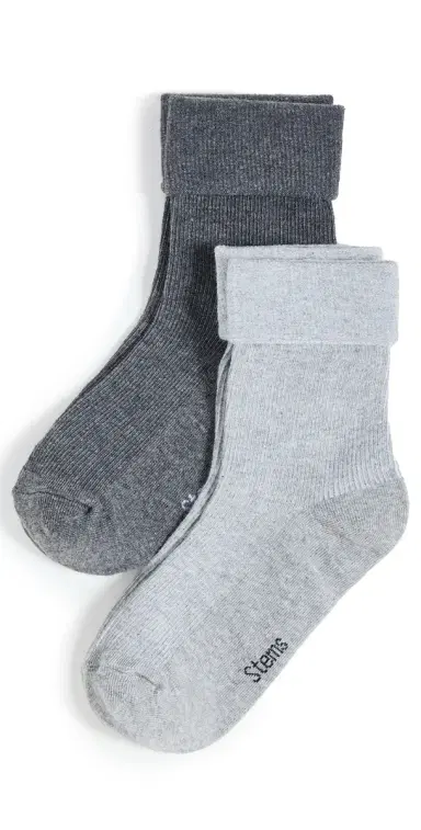 Stems Cozy Lounge Socks 2 Pack Grey/Charcoal One Size | Thumbnail 1 Stems Cozy Lounge Socks 2 Pack Grey/Charcoal One Size | Thumbnail 1